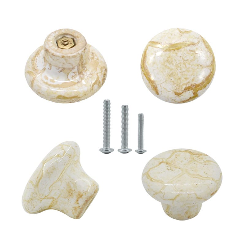 Renashed 10 Pack 1.2" Ceramic Knobs Door Handle Cabinet Drawer Marble Finish Cupboard Pull for Cupboards, Wardrobe, Drawer, Dresser, Chest - Image 1